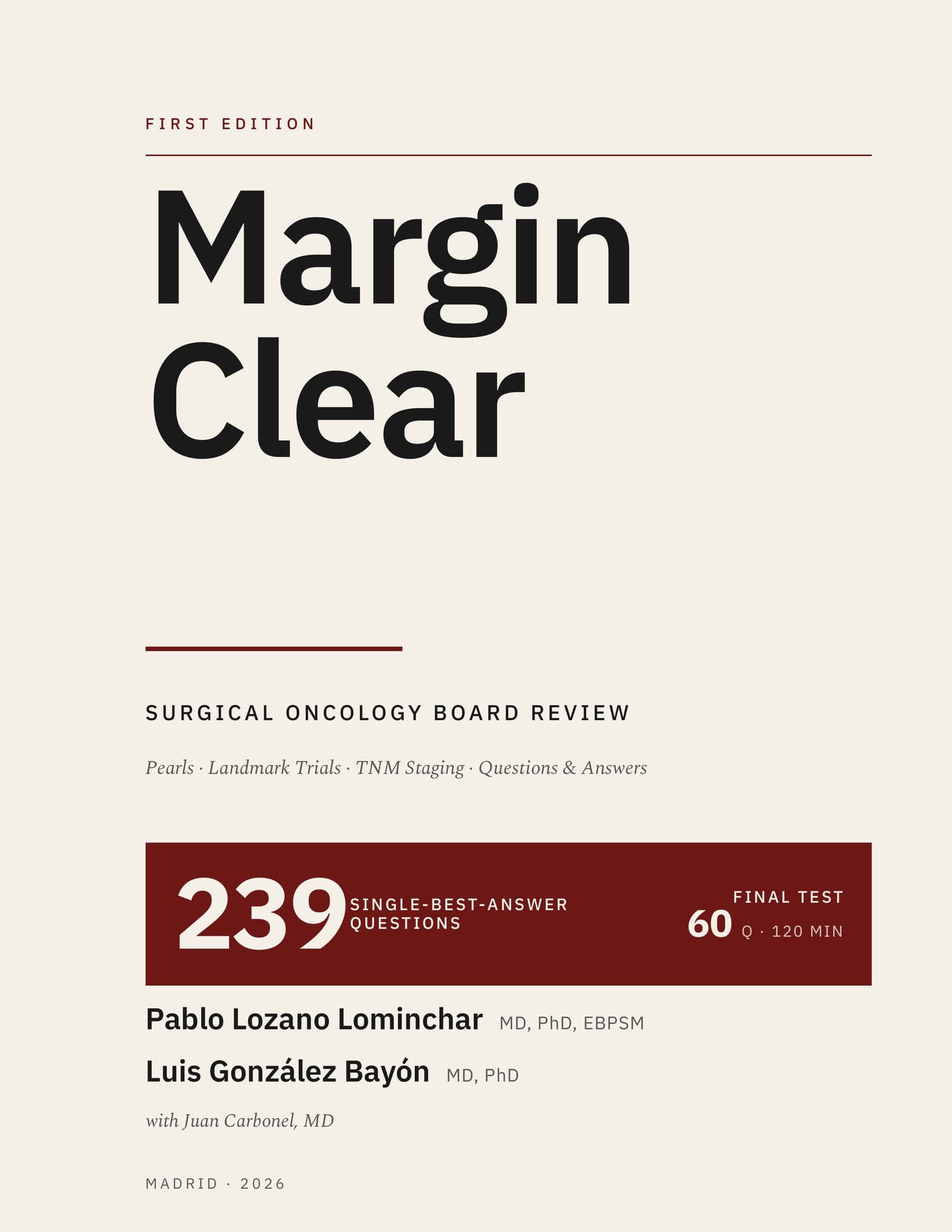 Cover of Margin Clear — Surgical Oncology Board Review, first edition