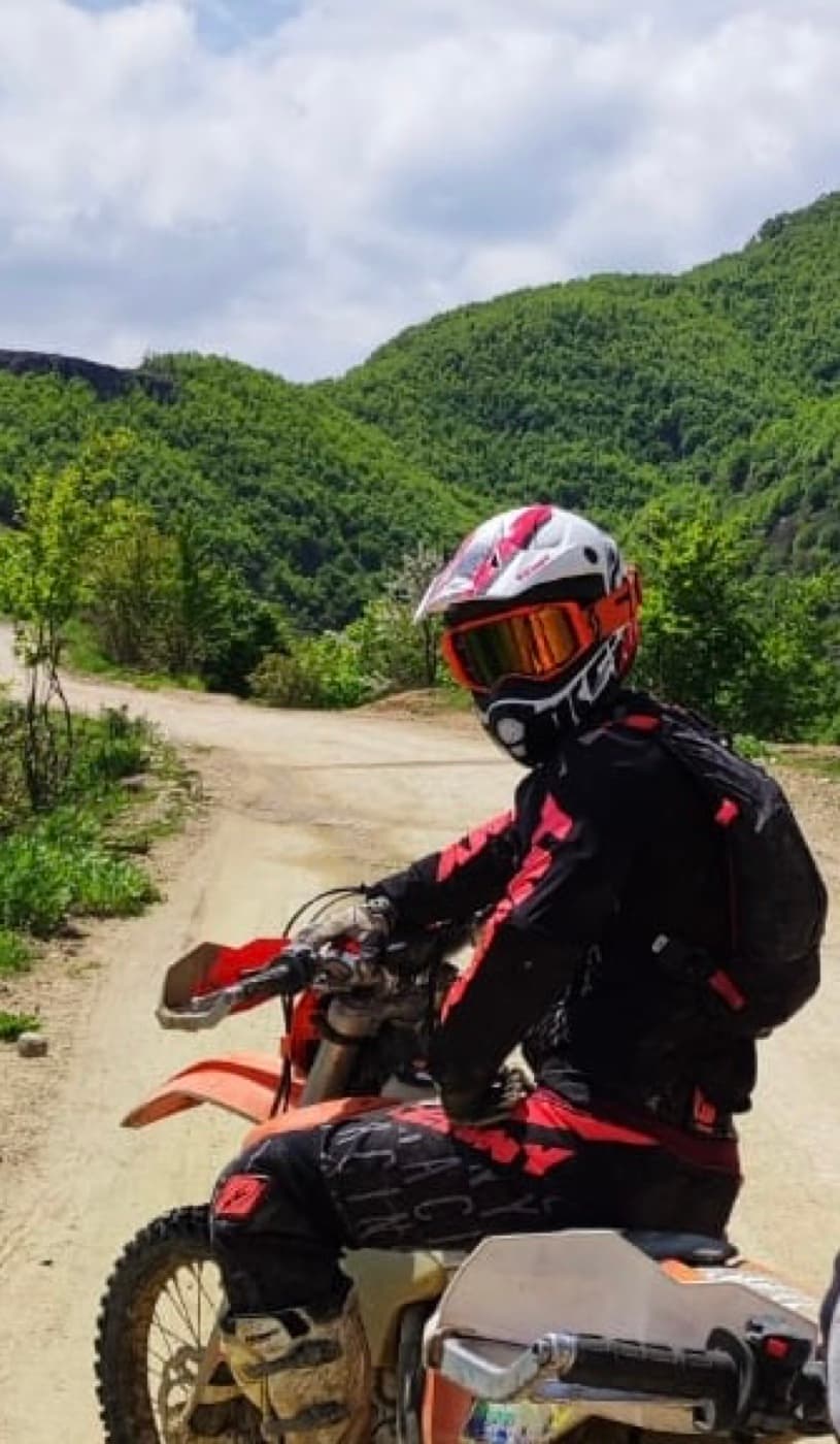 Enduro motorcycle in the mountains