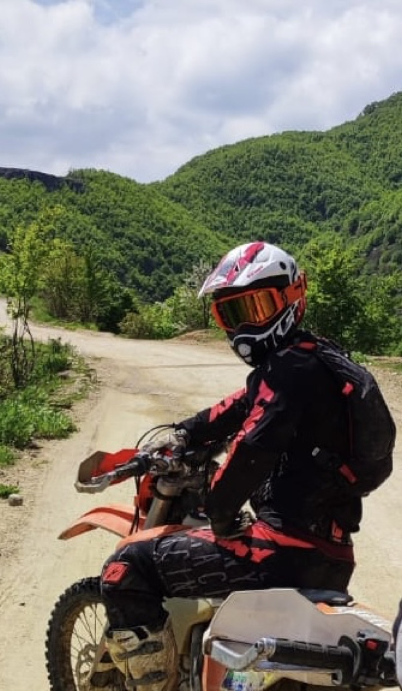 Enduro motorcycle in the mountains